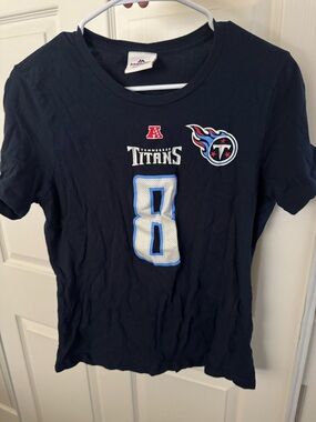 Majestic Navy Tennessee Titans #8 Short Sleeve Tee